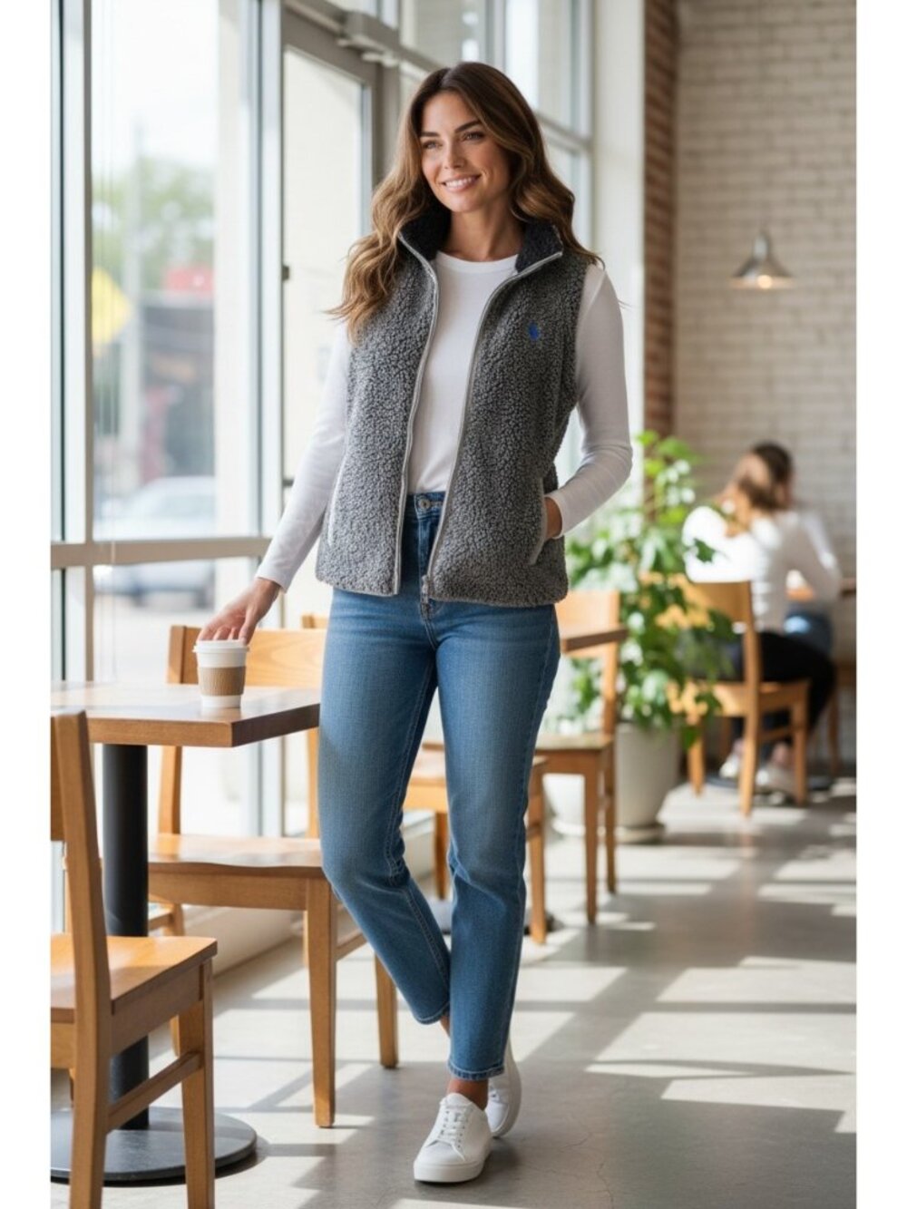 Southern Shirt Company Fleece Zip Up Vest Gray Size M Coastal Casual Fall Cozy